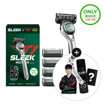 (Olive Young限定) Slick Motion剃鬚刀 x T1（手柄+5個刀片+Faker鎖匙扣+小卡）